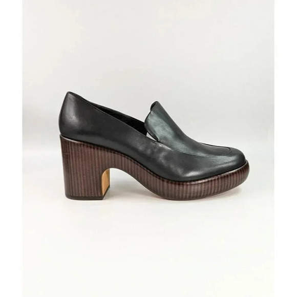 Vince Narissa Women's Black Leather Heeled Loafers Clogs Size 10 (MSRP $375) - Picture 2 of 11